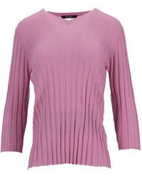 LA ROSE - V-Neck Ribbed Top - Lyst