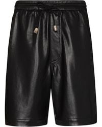 Nanushka - Drawstring Vegan Leather Bermuda Shorts - Lyst