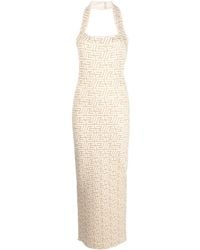 Balmain - Logo-jacquard Halterneck Dress - Lyst