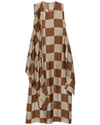 Uma Wang - Azzo Check-Pattern Draped Midi Dress - Lyst