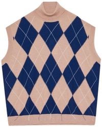 Ottod'Ame - Argyle-Knit Sleeveless Vest - Lyst