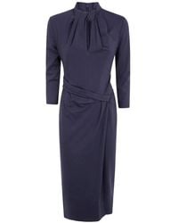 Giorgio Armani - Gathered Knotted-Neck Midi Dress - Lyst