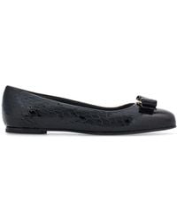 Ferragamo - Vara Bow Leather Ballerina Shoes - Lyst