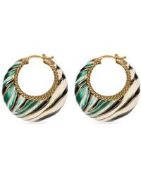 Roberto Cavalli - Pendientes de aro con logo en relieve - Lyst