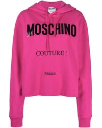 Moschino - Logo-Print Cropped Hoodie - Lyst