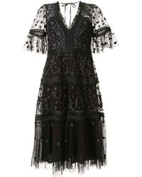 Needle & Thread Jurk Met Korte Mouwen - Zwart