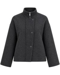 Max Mara - High-Neck Drop-Shoulder Jacket - Lyst