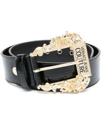 Versace - Engraved-logo Leather Belt - Lyst