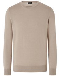 ZEGNA - Light Taupe Mélange Cashseta Crew-Neck Sweater - Lyst