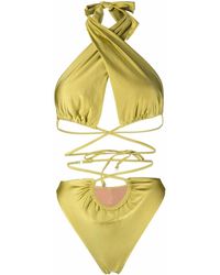 Noire Swimwear - Lattice-Strap Halterneck Swimsuit - Lyst