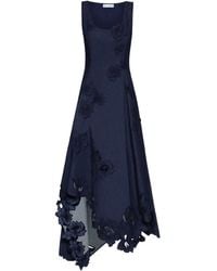 Oscar de la Renta - Embroidered Floral Laser-Cut Asymmetric Dress - Lyst