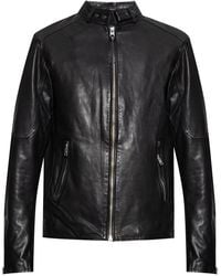 AllSaints - Sheepskin Leather Biker Jacket - Lyst