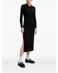Lacoste - Long-Sleeves Ribbed Midi Dress - Lyst