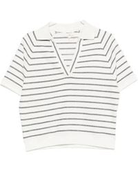 MAISON 123 - Lilas Striped V-Neck T-Shirt - Lyst
