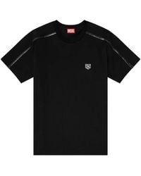 DIESEL - T-Shirt À Bords Contrastants Et Patch Logo - Lyst