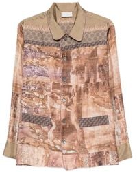 Pierre Louis Mascia - Graphic-Print Button-Up Silk Shirt - Lyst