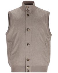 Brunello Cucinelli - Ribbed-Trim Button-Up Gilet - Lyst