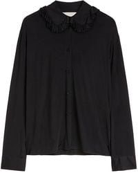 Jil Sander - Camisa Cuello Volantes Negro - Lyst
