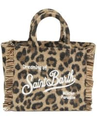 Mc2 Saint Barth - Mini Vanity Leopard-Print Fringe Tote Bag - Lyst