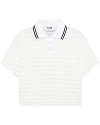 MSGM - Open-knit Polo Top - Lyst