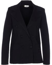 Elisabetta Franchi - Tailored Double-Breasted Jacket With Structured Silhouette - Lyst