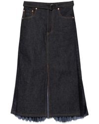 Sacai - Pleat-Detailed Midi Skirt - Lyst