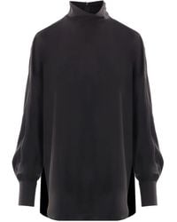 Brunello Cucinelli - Zijden Blouse Met Hoge Hals - Lyst