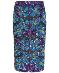 P.A.R.O.S.H. - Longuette Sequin-Embellished Floral-Pattern Midi Skirt - Lyst
