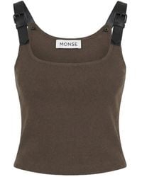 Monse - Leren Tanktop Met Harnas-Design - Lyst
