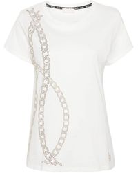 Liu Jo - Chain-link Bead-embellished T-shirt - Lyst
