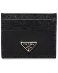 Prada - Logo Plaque Slit Detailed Card Holder - Lyst