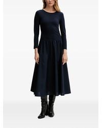 GANT - Long-Sleeve Gathered Midi Dress - Lyst