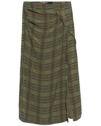 Bimba Y Lola - Khaki Checked Gathered Fluid Skirt - Lyst