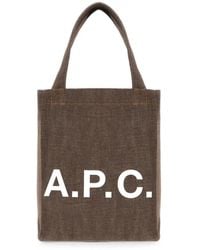 A.P.C. - Logo-Print Denim Tote Bag - Lyst