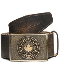 DSquared² - Logo-Plaque Leather Belt - Lyst