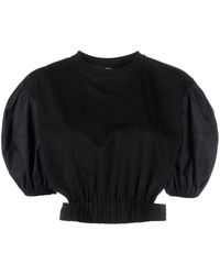 Karl Lagerfeld - Puff-sleeve Cropped Blouse - Lyst