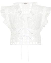 Sandro - Broderie-anglaise Cropped Blouse - Lyst
