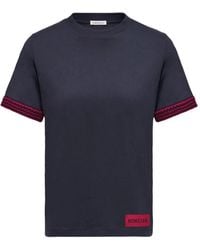 Moncler - Crochet-Trimmed Cotton Logo T-Shirt - Lyst