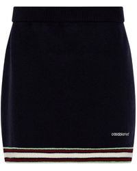 CASABLANCA - Embroidered-Logo Striped Shorts - Lyst