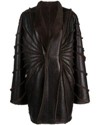 Rick Owens - Panelled-design Leather Coat - Lyst