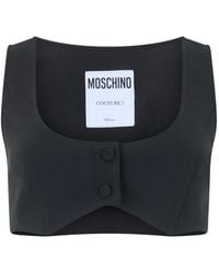 Moschino - Button-Fastening Sleeveless Crop Top - Lyst