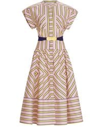 Silvia Tcherassi - Abito Midi A Righe Con Cintura - Lyst