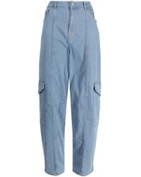 Ganni - Stripe-pattern Cargo Jeans - Lyst
