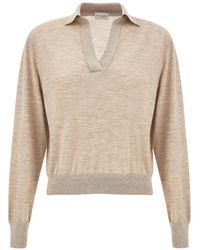 Paul & Shark - V-Neck Knitted Cashmere Polo Top - Lyst