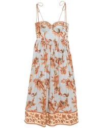 Zimmermann - Aster Floral-print Corset Midi Dress - Lyst