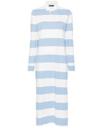 Polo Ralph Lauren - Blue And Striped Long-sleeved Polo Dress - Women's - Cotton - Lyst