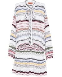 Missoni - Zigzag-Pattern Tie-Neck Mini Dress - Lyst