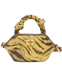 Ganni - Mini-Tas Met Gedraaide Handgreep En Tijgerprint - Lyst
