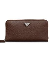 Prada - Textured-Leather Zip-Around Wallet - Lyst