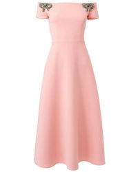 Carolina Herrera - Vestido midi con aplique de lazo - Lyst